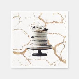 Servilleta De Papel Torta Floral de Varias Capas Negra y Dorada para B