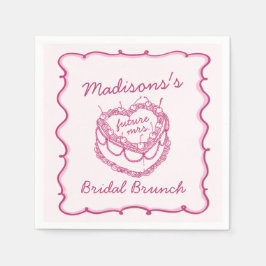 Servilleta De Papel Torta Nupcial Coquette Corazón Retro Rosa Cereza B