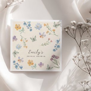 Servilleta De Papel Torta Nupcial de Acuarela de Flores Silvestres