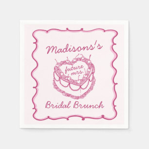 Servilleta De Papel Torta Nupcial de Corazón Retro Rosa Coquette Cerez