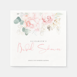 Servilleta De Papel Torta nupcial de flores rosadas y follaje dorado