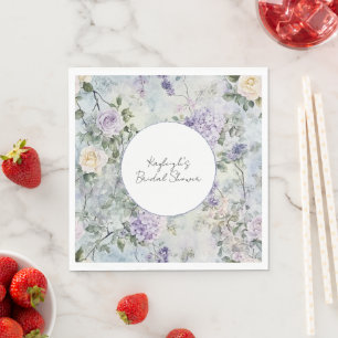 Servilleta De Papel Torta nupcial floral de lavanda púrpura crema