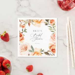 Servilleta De Papel Torta Nupcial Floral Otoñal Terrosa