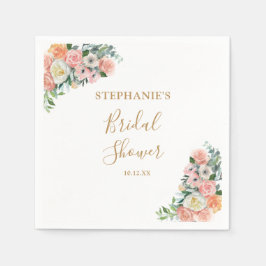 Servilleta De Papel Torta Nupcial Floral Rosa Moderno 