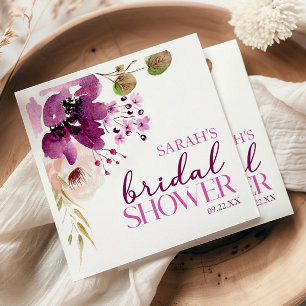 Servilleta De Papel Torta Nupcial Floral Violeta Magenta Púrpura