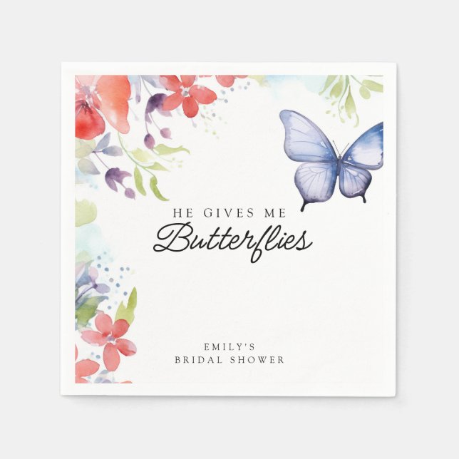 Servilleta De Papel Torta Nupcial Me Da Mariposas (Anverso)