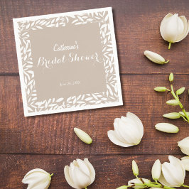 Servilleta De Papel Torta Nupcial Minimalista de Hojas en Beige