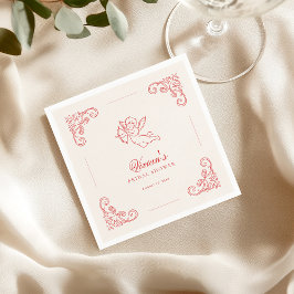 Servilleta De Papel Torta Nupcial Vintage Cupido Querubín Rojo Dibujad