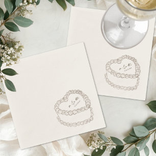 Servilleta De Papel Torta Vintage Dibujada a Mano Boda Caprichosa