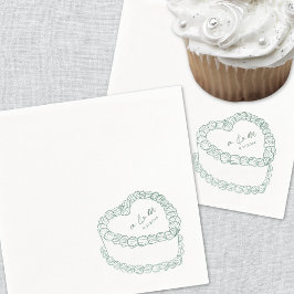 Servilleta De Papel Torta Vintage Dibujada a Mano Boda Caprichosa