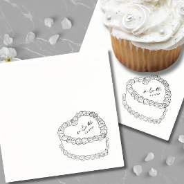 Servilleta De Papel Torta Vintage Dibujada a Mano Boda Caprichosa