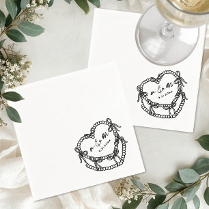 Servilleta De Papel Torta Vintage Dibujada a Mano Caprichosa Boda