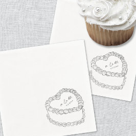 Servilleta De Papel Torta Vintage Dibujada a Mano Gris Boda Caprichosa