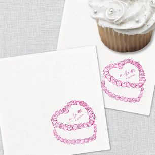 Servilleta De Papel Torta Vintage Dibujada a Mano Rosa Boda Caprichosa