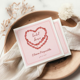 Servilleta De Papel Torta Vintage Dibujada a Mano Rosa Rojo Bridal Sho