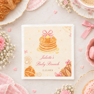 Servilleta De Papel Tortitas de Desayuno de Bebé con Lazo Rosa para Ba