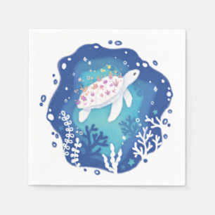 Servilleta De Papel Tortuga con corales en el Ilustracion de arte de p