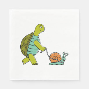 Servilleta De Papel Tortuga De Animales Graciosos Y Caracol