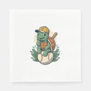 Servilleta De Papel Tortuga de béisbol grabado vintage diseño gráfico_
