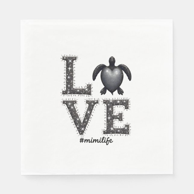 Servilleta De Papel Tortuga de la abuela - Ama a Mimi Life Sea Turtle, (Anverso)