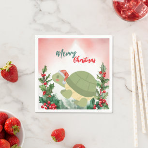 Servilleta De Papel Tortuga de navidad Santa Xmas, fiesta