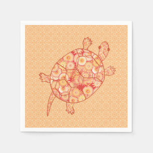Servilleta De Papel Tortuga giratoria fractal - tonos de mandarina nar