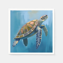 Servilleta De Papel Tortuga Marina Animal Oceánico Acuarela