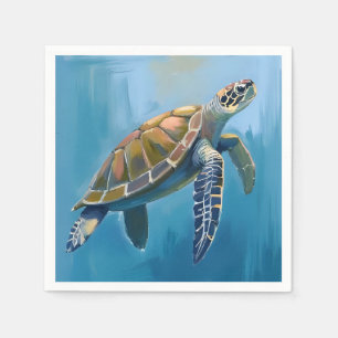 Servilleta De Papel Tortuga Marina Animal Oceánico Acuarela
