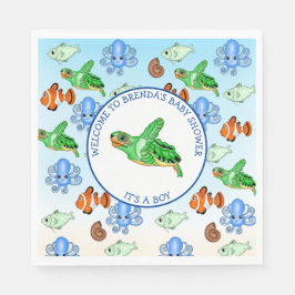 Servilleta De Papel Tortuga marina bajo el mar Tema de Baby Shower