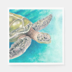 Servilleta De Papel Tortuga marina color de agua verde