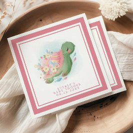 Servilleta De Papel Tortuga marina floral aguda Baby Shower rosa