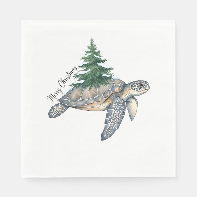 Servilleta De Papel Tortuga marina navideña (Anverso)