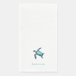 Servilleta De Papel Tortuga marina tropical de acuarela personalizada