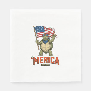 Servilleta De Papel Tortuga Patriótica ‘Merica Vector Vintage