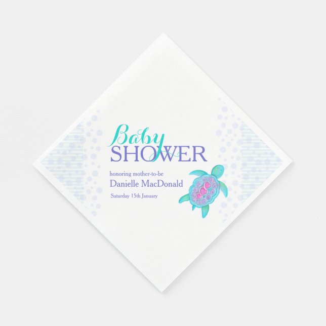 Servilleta De Papel Tortuga suave acuarela personalizado de bebé (Esquina)