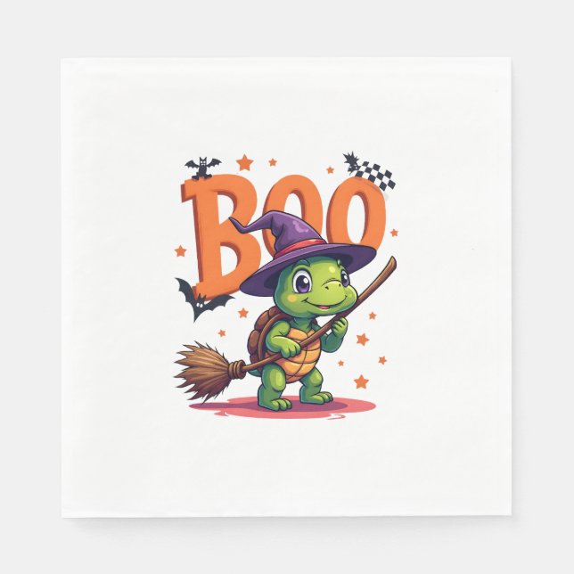 Servilleta De Papel Tortuga Tortoise Boo Bruja Trick O Trate Halloween (Anverso)