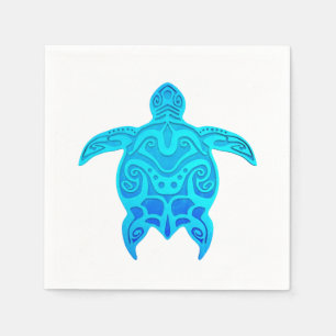 Servilleta De Papel Tortuga tribal azul
