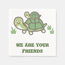 Servilleta De Papel Tortuga verde dulce con bebé personalizada