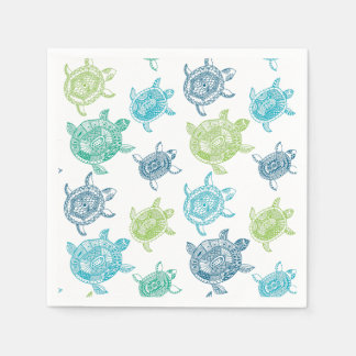 Servilleta De Papel Tortugas azules y verdes