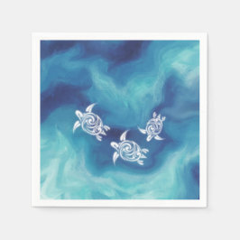 Servilleta De Papel Tortugas Blancas en Océano Azul