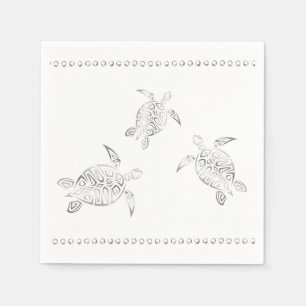 Servilleta De Papel Tortugas de mar de plata blancas