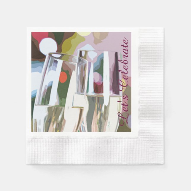 Servilleta De Papel Tosta de vidrio de champagne (Anverso)