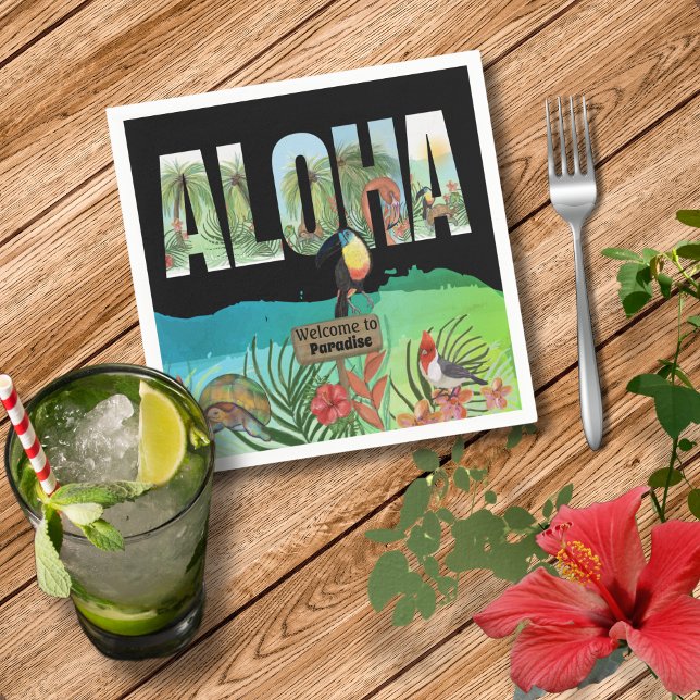 Servilleta de Papel Toucan Aloha Paraiso Tropical (Aloha Tropical Paradise Toucan Paper Napkin)