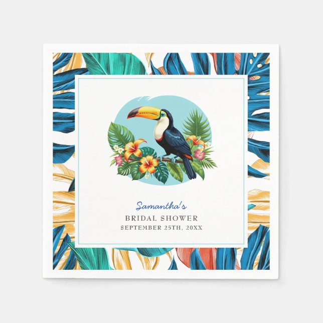 Servilleta De Papel Toucan Lluvia Tropical Verano Despedida de Soltera (Anverso)