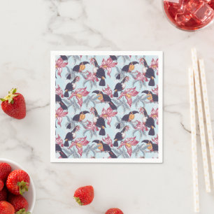 Servilleta De Papel Toucanes Con Flores Exóticas