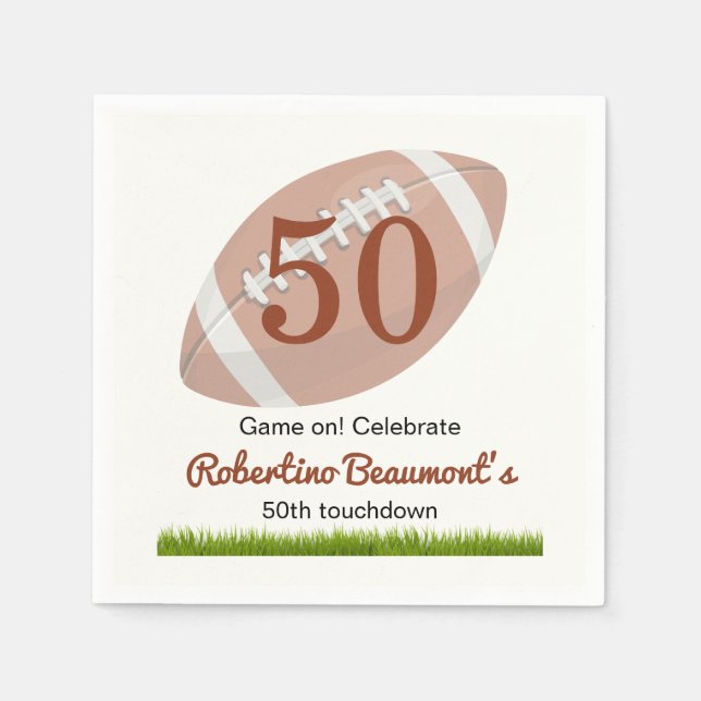Servilleta De Papel Touchdown Fifty Funny Football 50 cumpleaños (Anverso)
