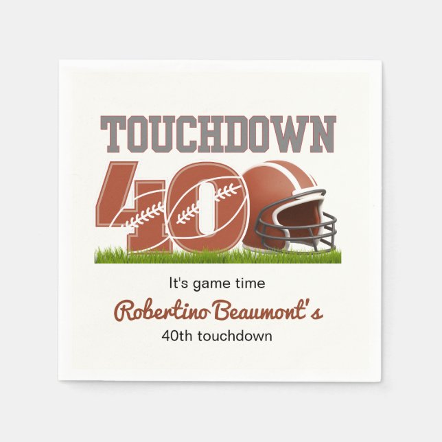Servilleta De Papel Touchdown Forty Funny Football 40° cumpleaños (Anverso)