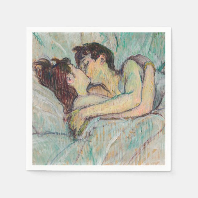 Servilleta De Papel Toulouse-Lautrec - En La Cama, El Beso (Anverso)