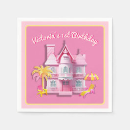 Servilleta De Papel Toy Doll House Pink Birday Party