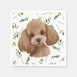 Servilleta De Papel Toy Poodle Greenery Boho Baby Shower Napkins